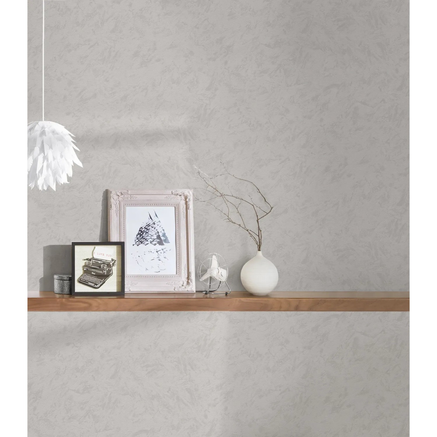 AS-Creation Vliestapete Attractive, Uni Grau-Beige, leicht strukturiert an Wand.