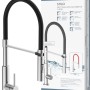 Schütte Stilo Spültischarmatur mit schwarzem Soft-Touch Schlauch, Chrom-Schwarz.