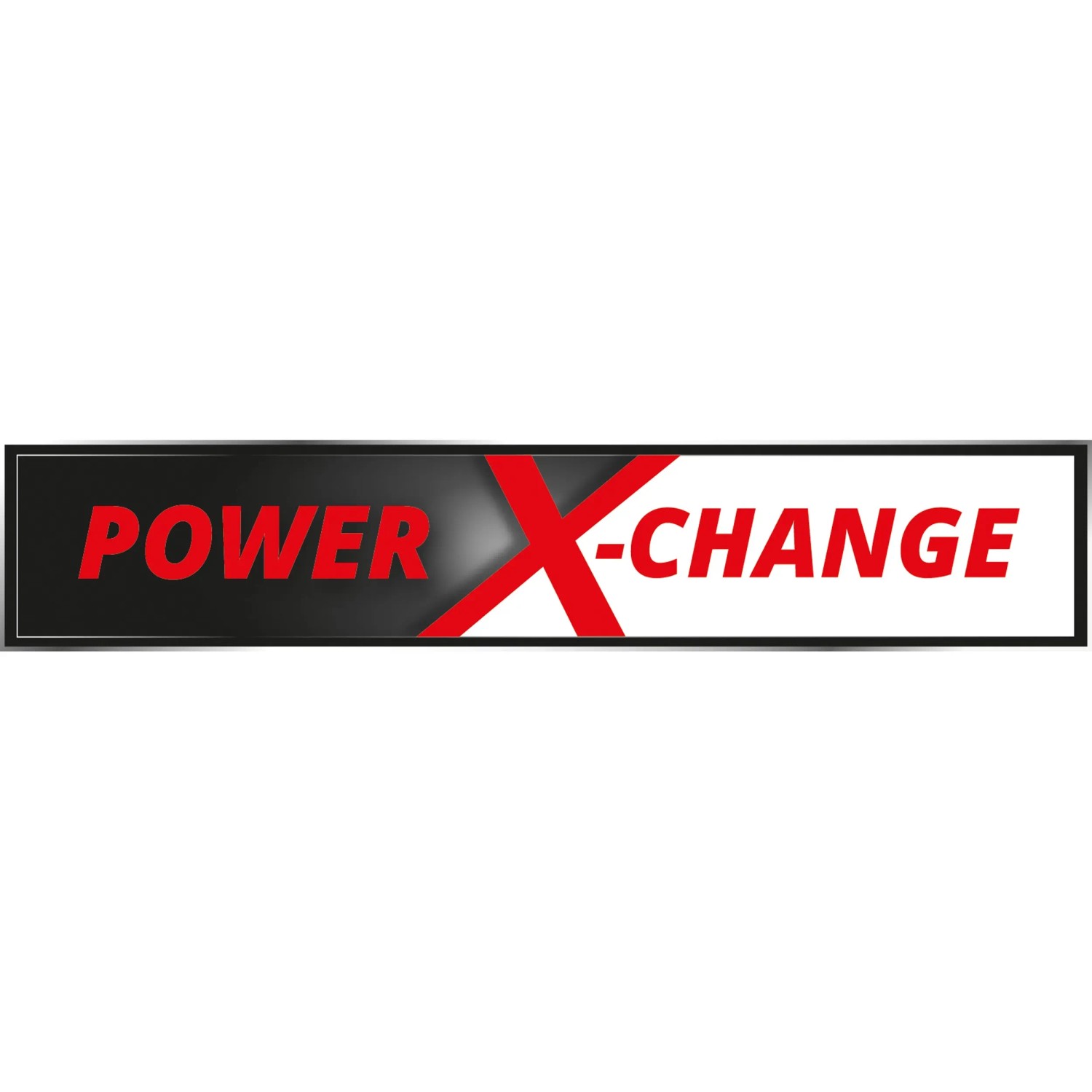 Power X-Change Logo für Einhell Akku-Werkzeuge, rotes X auf schwarzem und weißem Hintergrund.