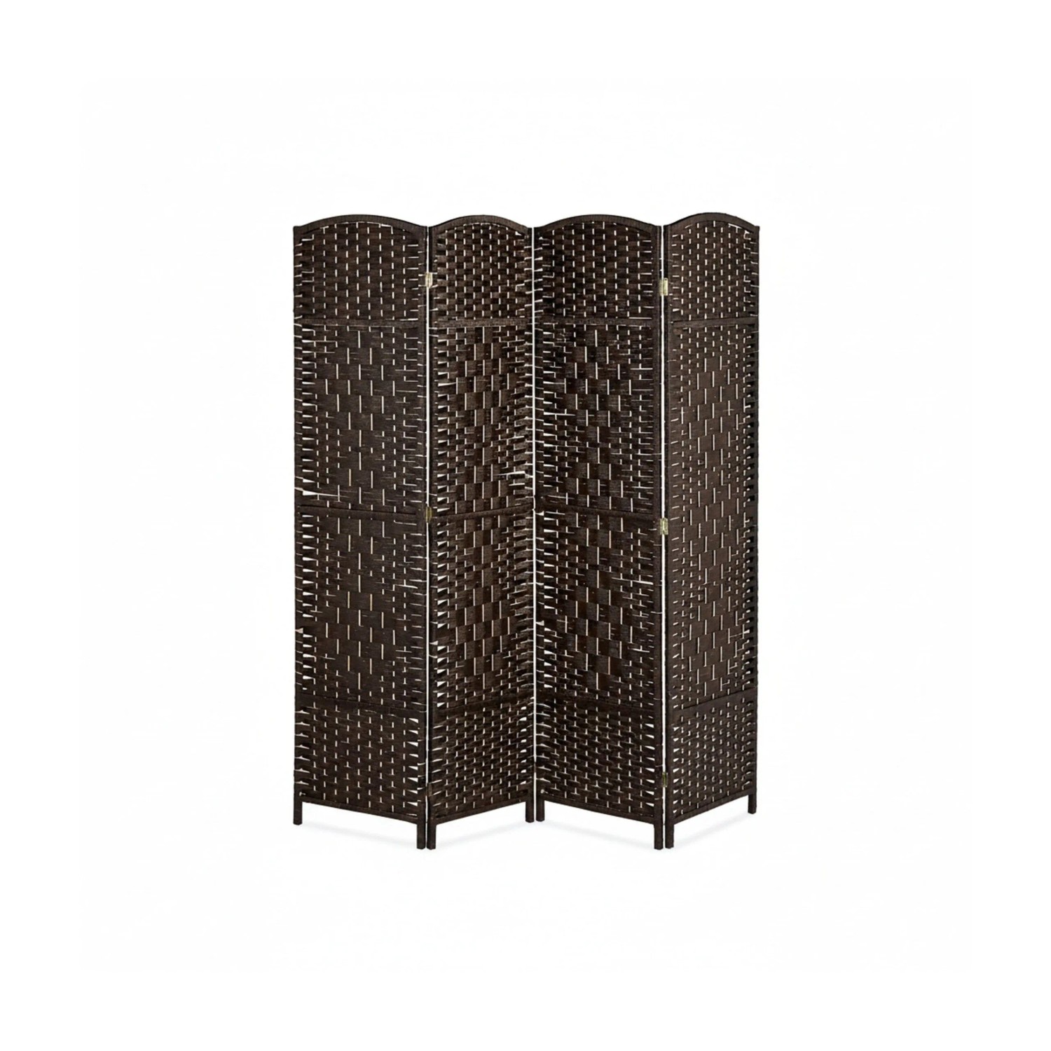 Relaxdays Paravent Holz Papierseil Braun Vierteilig Zusammenfaltbar 170 cm x 160 cm x 2 cm 4,3 kg