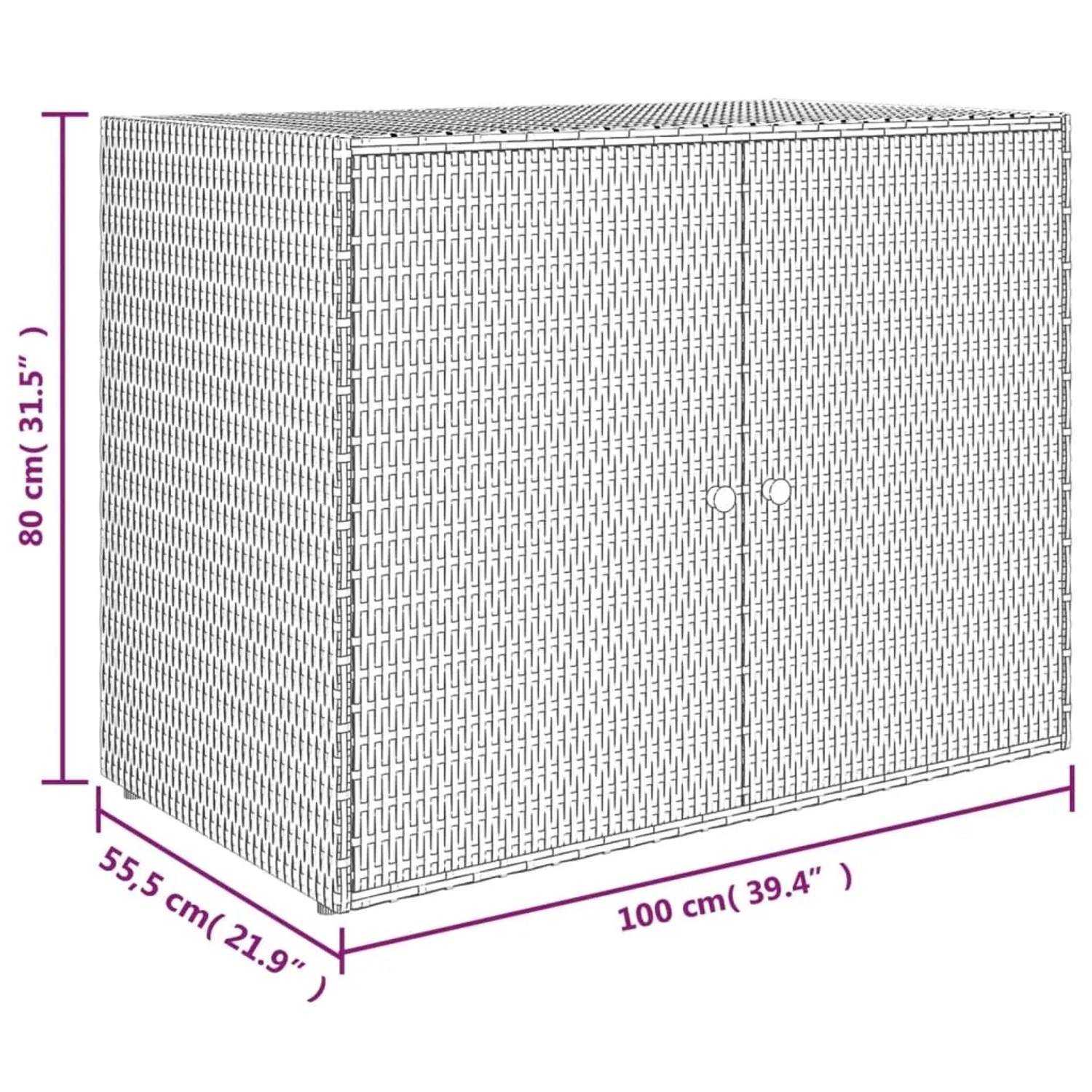 Grauer vidaXL Gartenschrank (100x55,5x80 cm) aus Poly Rattan. Ideal für Garten und Terrasse.