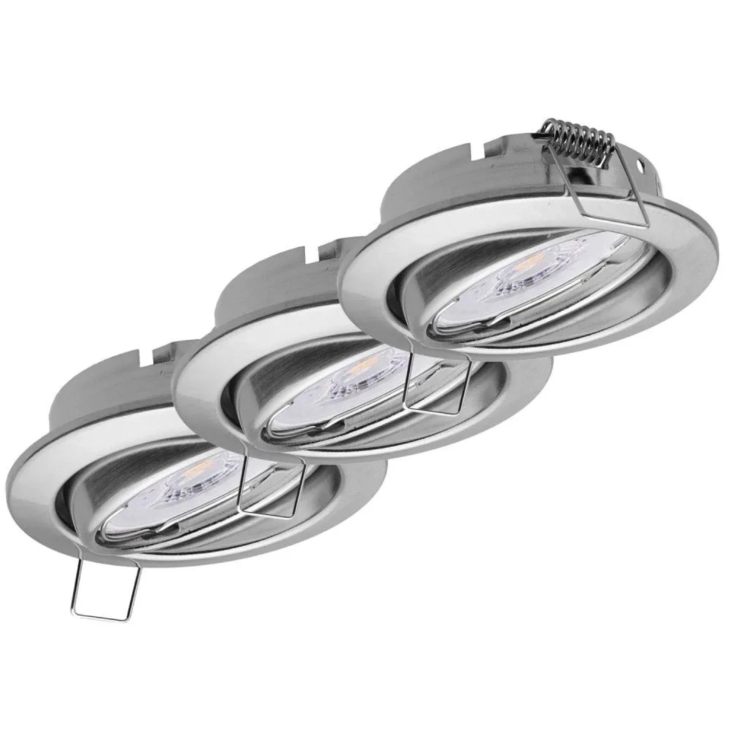 Oktaplex Dijon 3er Set LED-Einbaustrahler Energieklasse A Schwenkbar Edelstahl-Optik 1,9W Warmweiß 3000K 230V Ø 68 mm