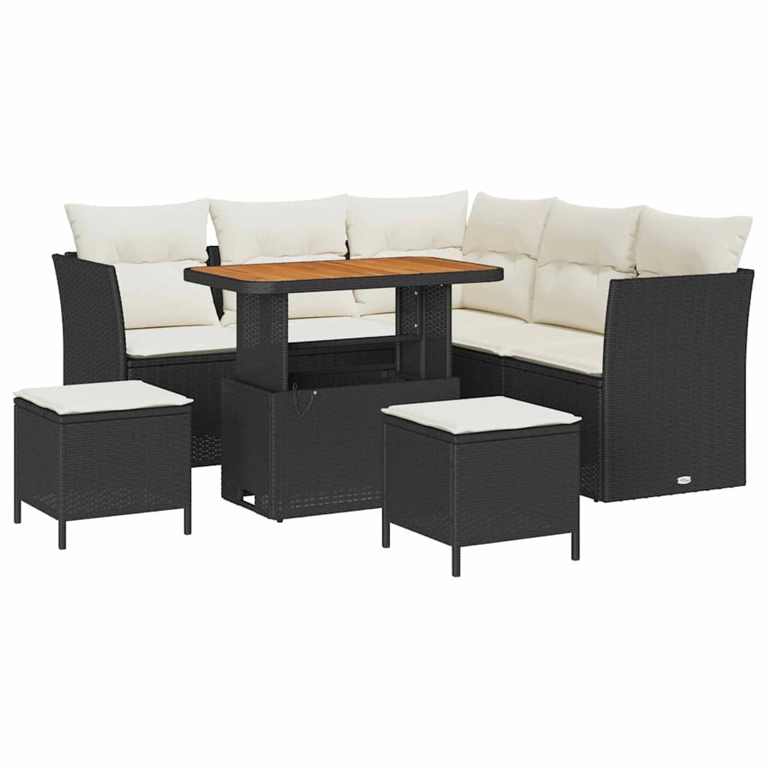 vidaXL 8-Teiliges Garten-Sofa-Set mit Kissen in Schwarz aus Poly Rattan und günstig online kaufen
