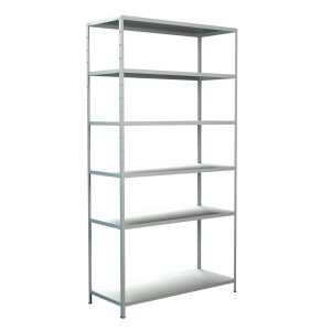 Weißes Schulte Steckregal mit 6 Böden, 230x120x50 cm, ideal für Lagerung und Ordnung.