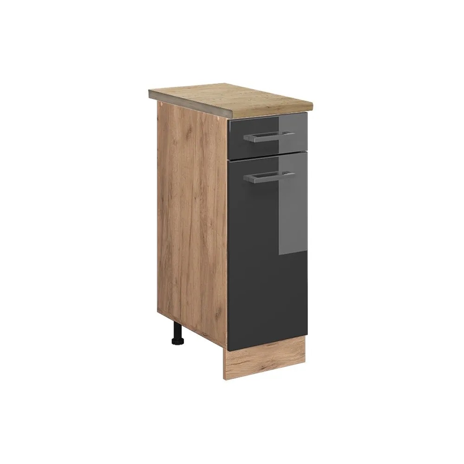Vicco Küchenunterschrank R-Line Anthrazit Hochglanz Goldkraft Eiche 30 cm AP Eiche