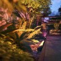 Philips Hue Outdoor-Netzteil 100W im Garten mit verbundener Beleuchtung.