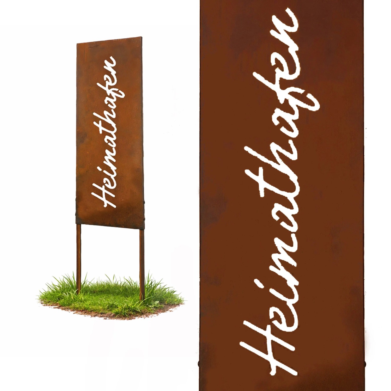 Relaxdays Gartenstecker Eisen Rostbraun Wetterfest 115 cm x 28 cm