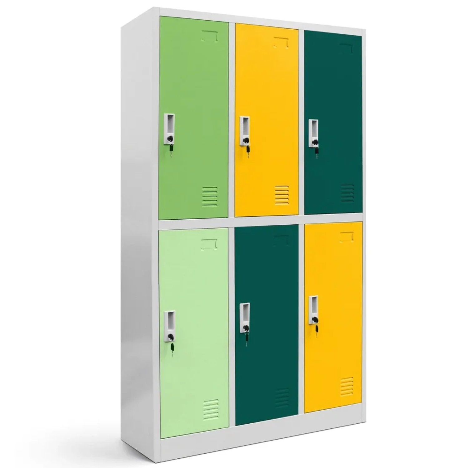 DELUKE Umkleideschrank Spind TOKIO 6 Abteile 150 x 90 x 45 cm Grün-Gelb DELUKE Umkleideschrank Spind TOKIO 6 Abteile 150...