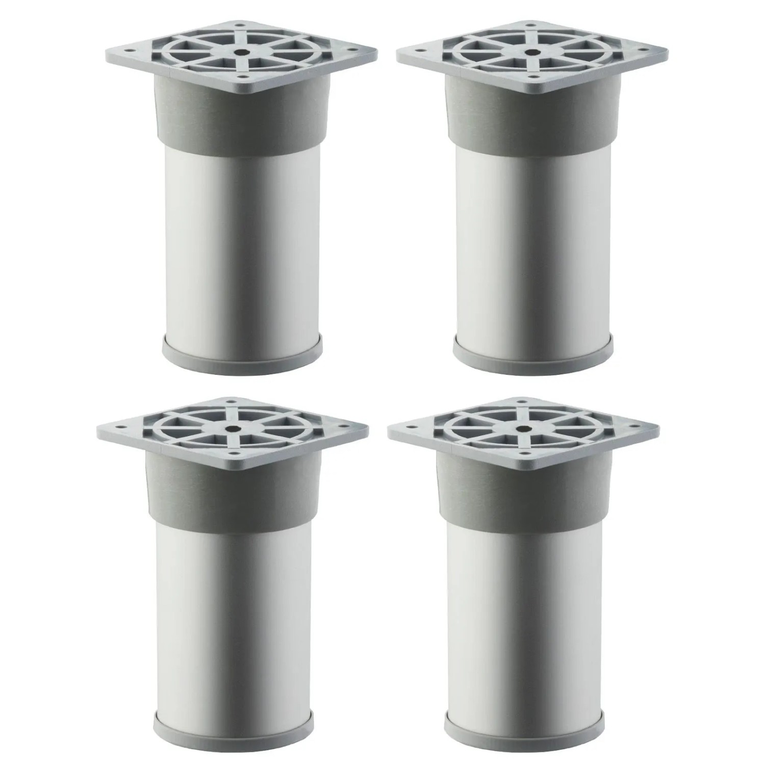 SOTECH 4er Set Möbelfüße ALFA Ø50 mm Höhe 100 mm Silberoptik Eloxiert