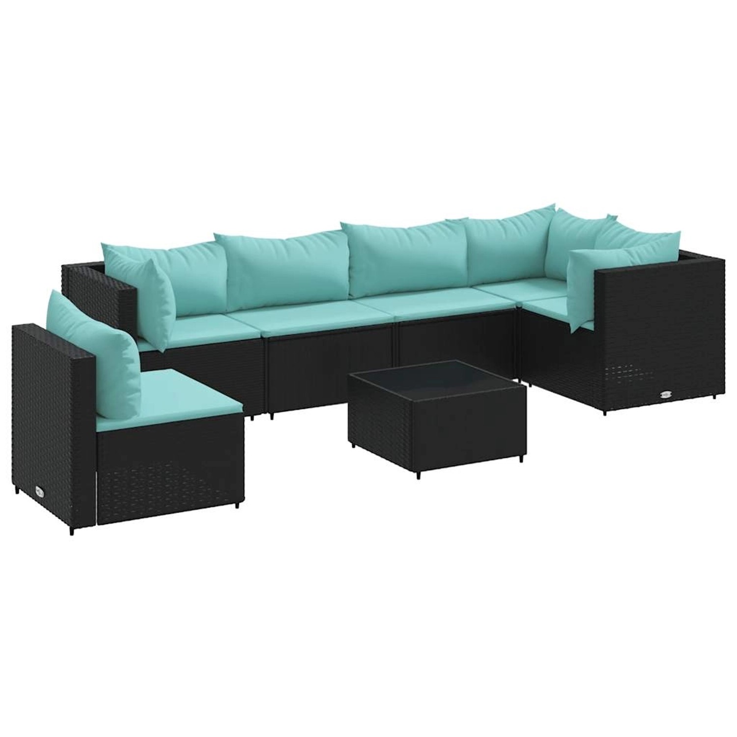 vidaXL 7-Tlg Garten-Lounge-Set mit Kissen Schwarz Poly Rattan 3308180 günstig online kaufen