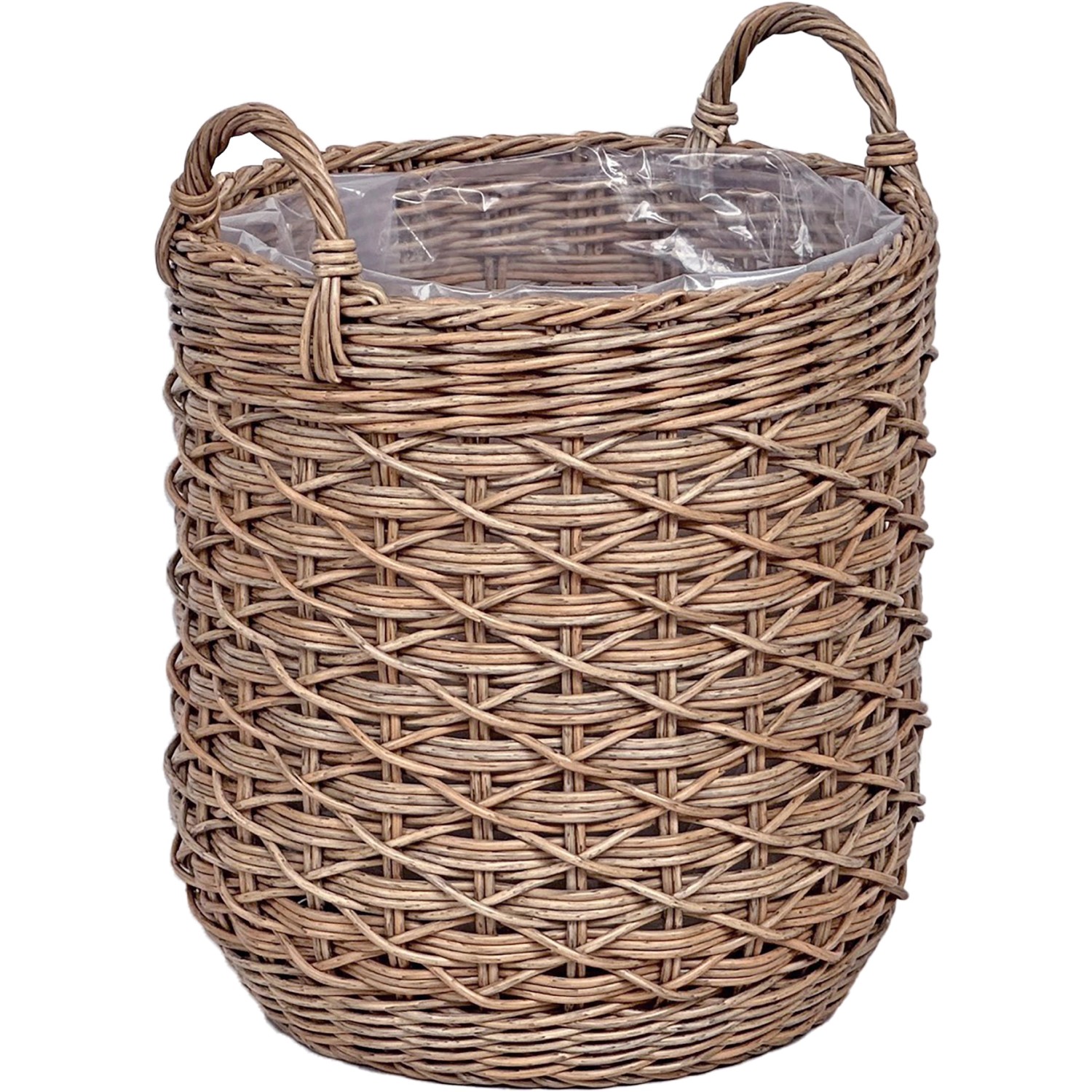 A.H.G. Pflanzkorb Polyrattan Rund Polybeutel 2 Griffe Ø 30 x 38 cm Natur-Br günstig online kaufen