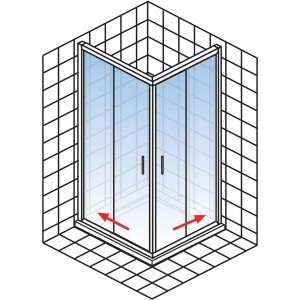 Schulte Eckeinstieg Kristall/Trend, 80x90x185 cm, Echtglas klar hell. Eckdusche mit Schiebetüren.