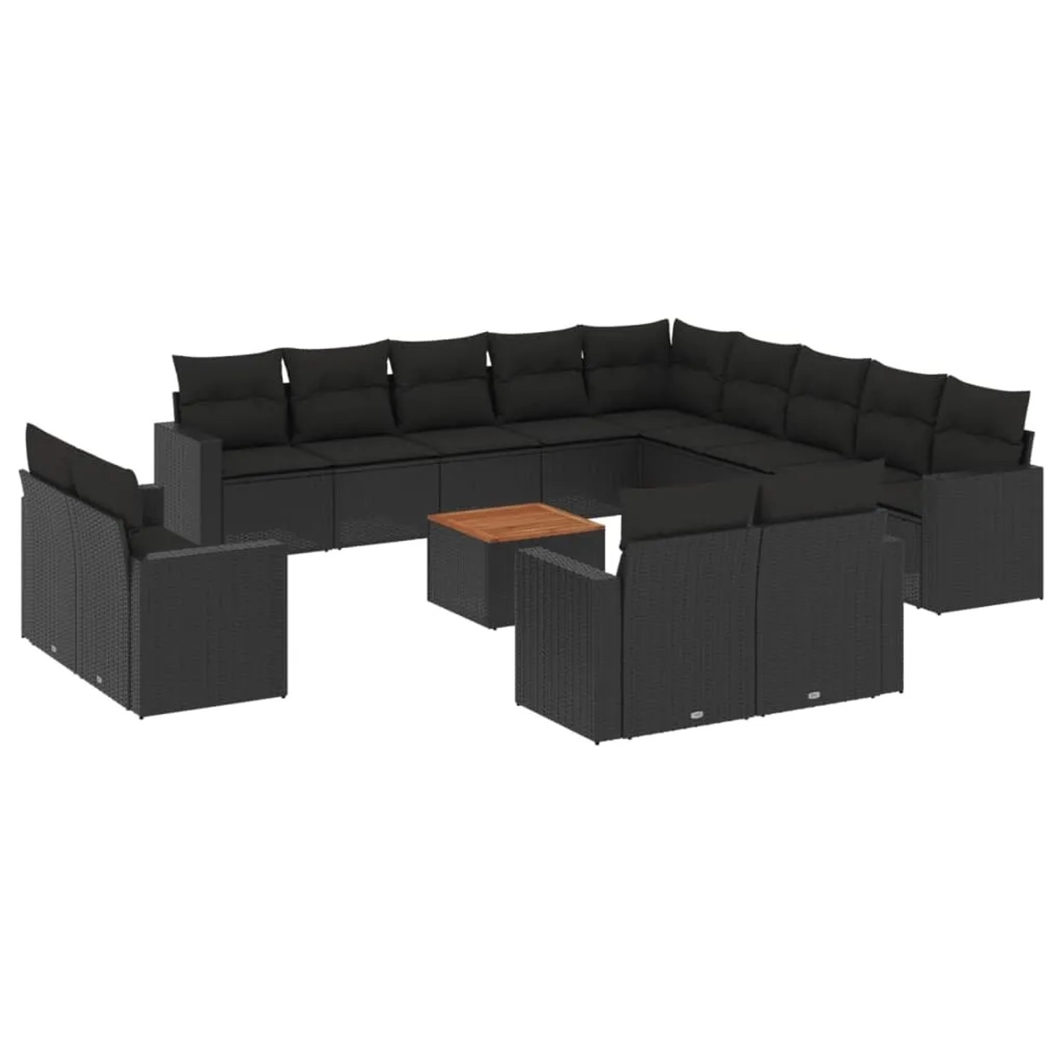 vidaXL 14-Tlg Garten-Sofagarnitur mit Kissen Schwarz Poly Rattan 3256727 günstig online kaufen