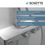 Schütte Ocean Brauseset mit Thermostat, Ablage aus Glas, Chrom/Weiß. Detailaufnahme der Thermostatarmatur.