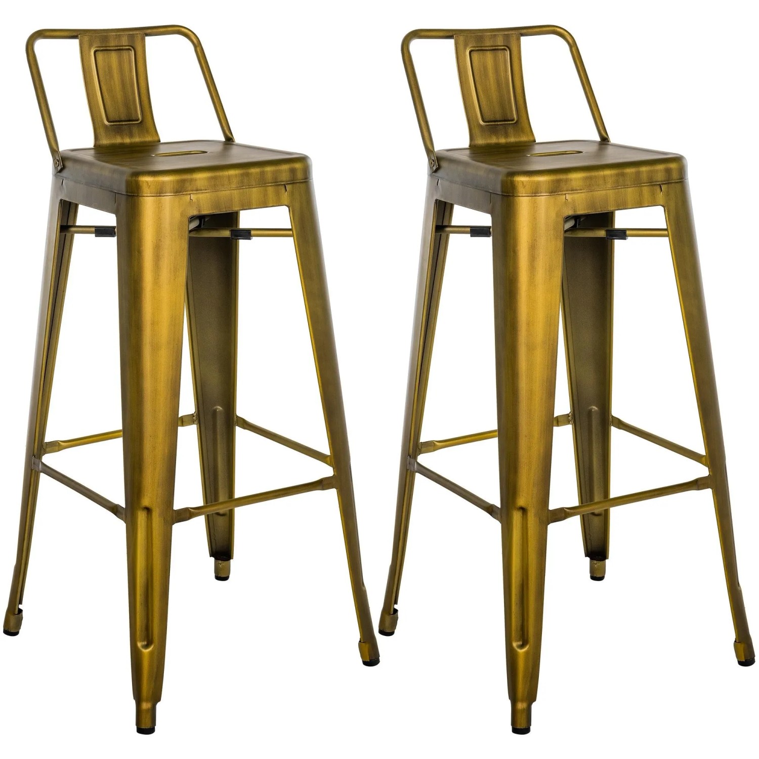 DELUKE 2er Set Barhocker LEKEL Metall Gold 44x43x96cm Barstuhl Mit Lehne Tresenhocker Tresenstuhl