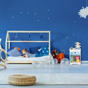 Relaxdays Kindernachttisch MDF Weiß Blau mit Schublade 41 cm x 32 cm x 31 cm 5 kg