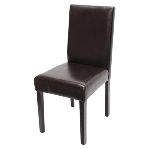 Brauner MCW Esszimmerstuhl Littau mit dunklen Beinen, Polsterstuhl mit Kunstlederbezug.