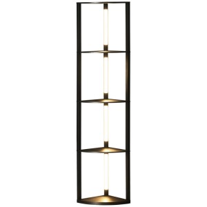 HOMCOM Stehlampe mit 4 Ablagen E27 Sockel 24 W 3 Lichtfarben Schwarz