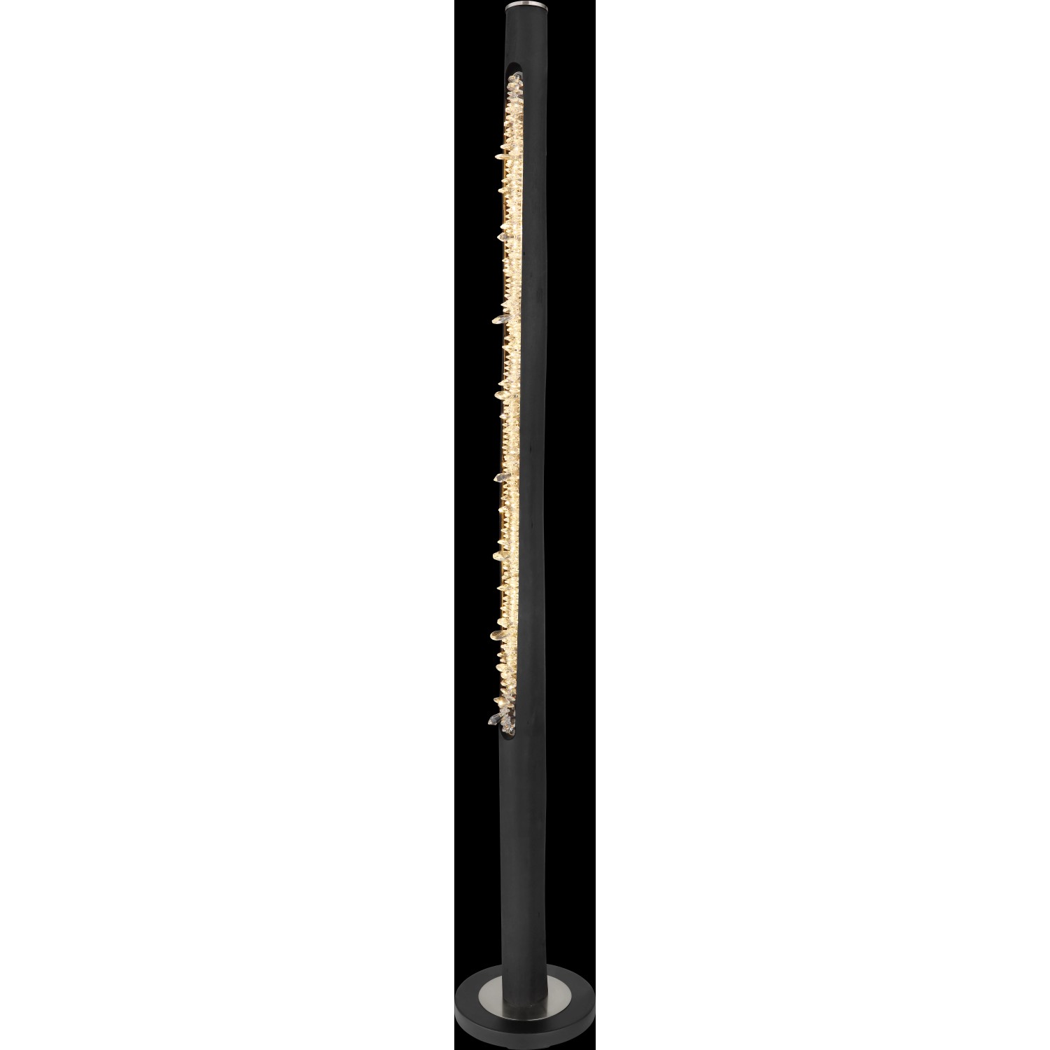 Schwarze Globo LED-Stehlampe Felicitas mit Acrylkristallen, 151 cm hoch. Moderne Design-Stehleuchte für Innenräume.