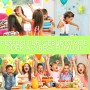 Fröhliche Kinder tanzen auf einer Geburtstagsparty. Der tragbare Cyberlux CD-Player liefert die passende Musik.