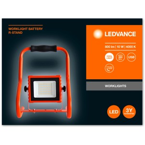 LED-Arbeitsleuchte Worklight von Ledvance, 10W, mit Akku und Tragegriff. Ideal für Werkstatt und Baustelle.