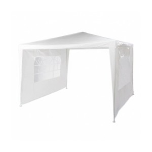 Relaxdays Pavillon Metall Weiß Wasserabweisend mit 2 Seitenteilen 3 x 3 m 6,8 kg