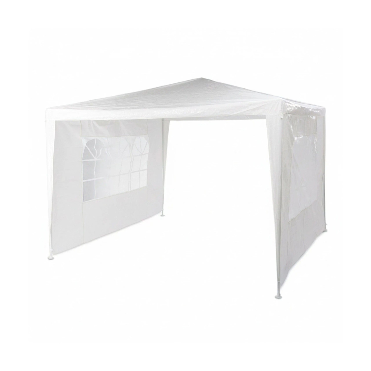 Relaxdays Pavillon Metall Weiß Wasserabweisend mit 2 Seitenteilen 3 x 3 m 6,8 kg