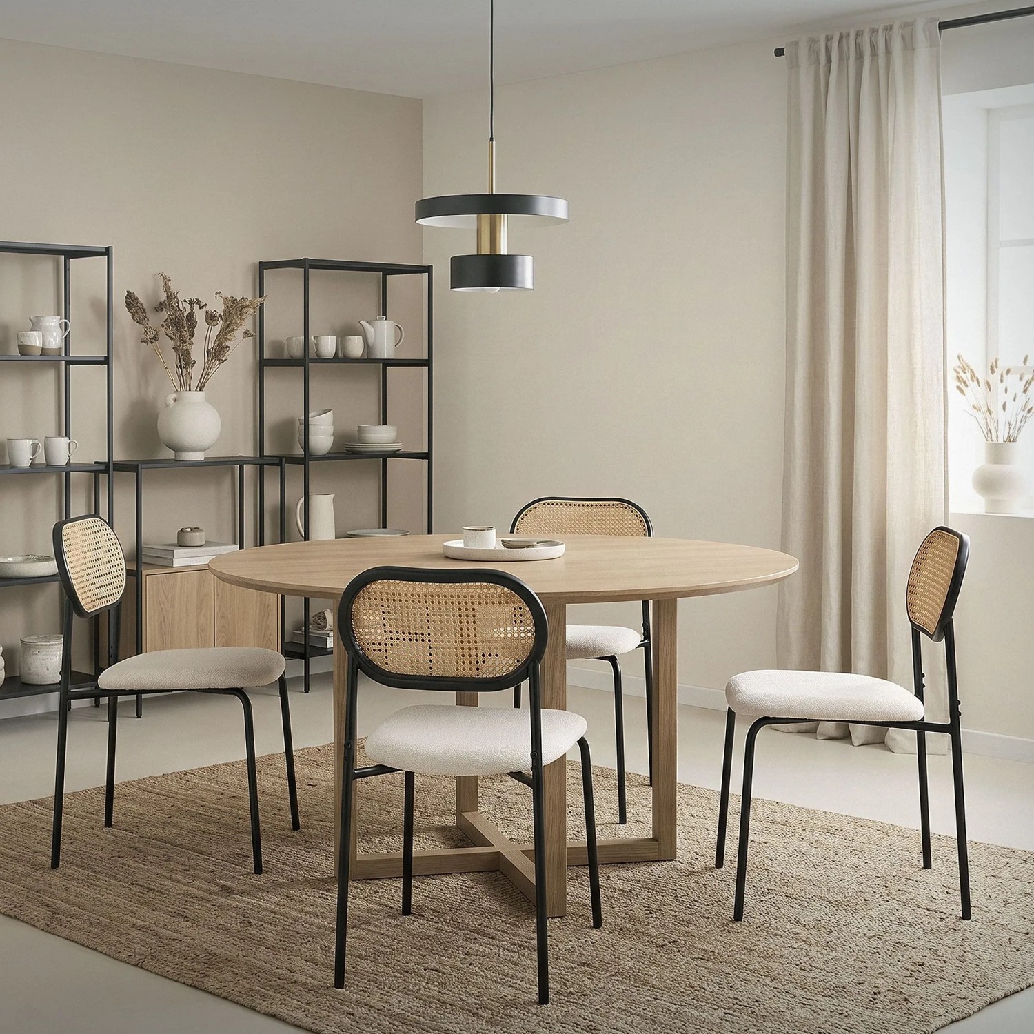 ML-Design Esszimmerstühle 4er Set Beige gepolstert Rattan kaufen bei OBI