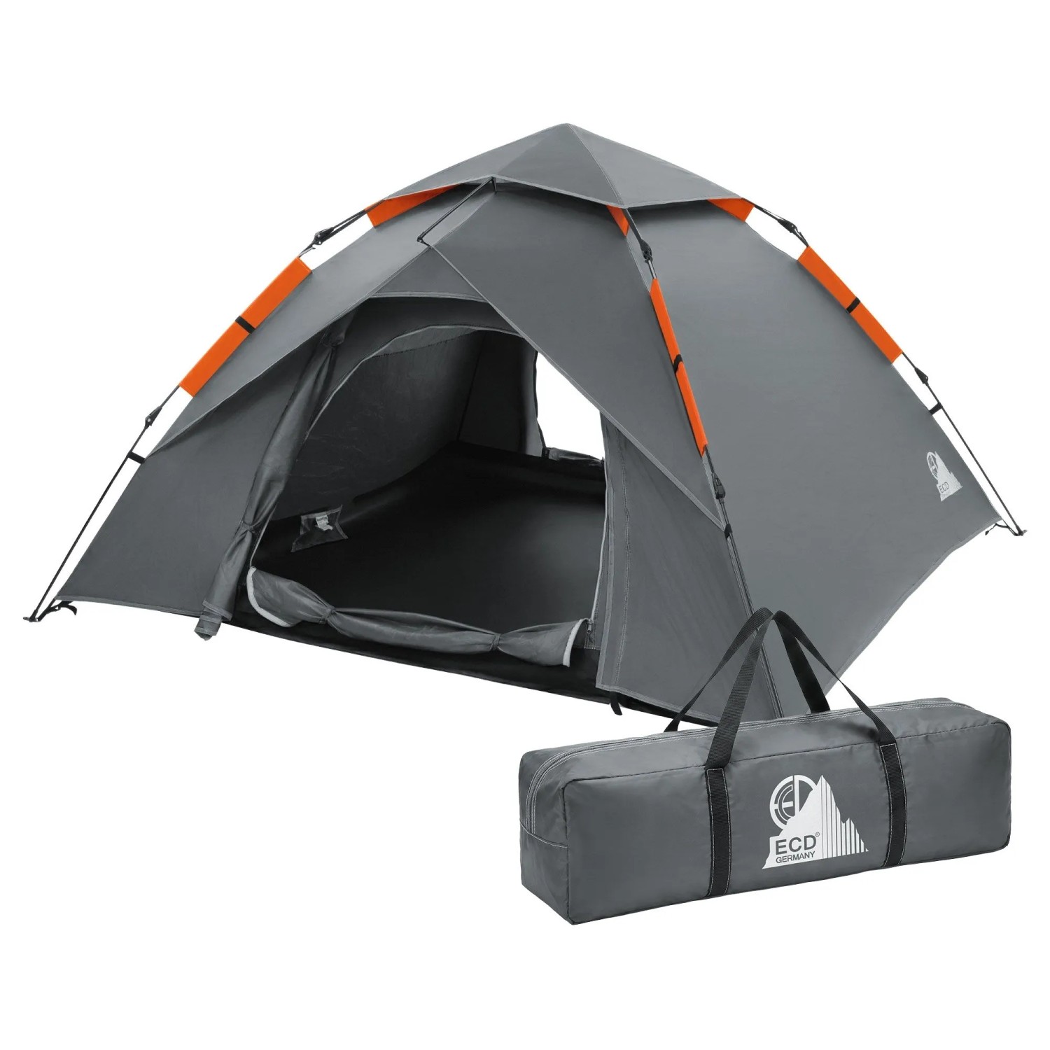 ECD Germany Pop-Up Camping Zelt für 3-4 Personen Grau 230x230x130 cm