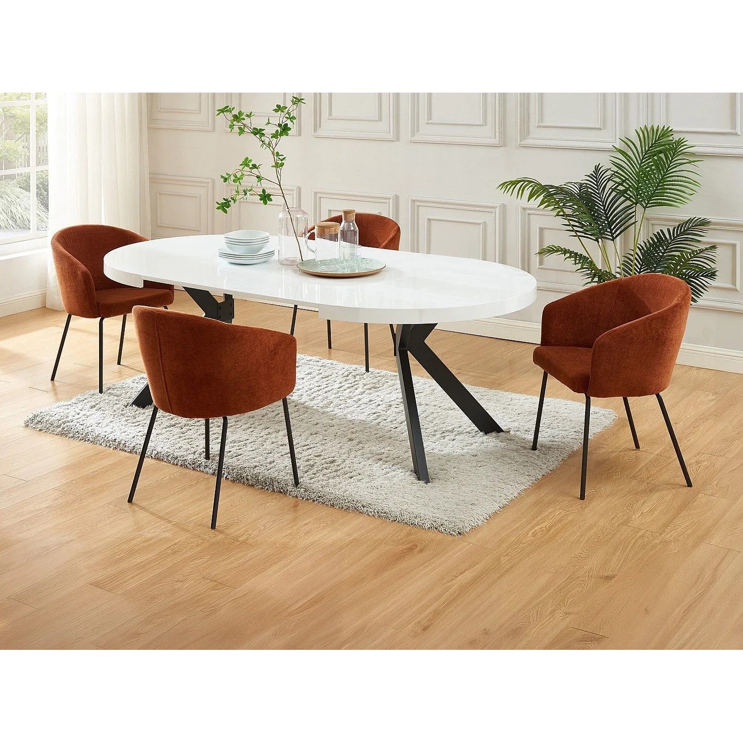 Vente-unique Essgruppe Komoni Schwarz Weiß 220 cm 120 cm_2