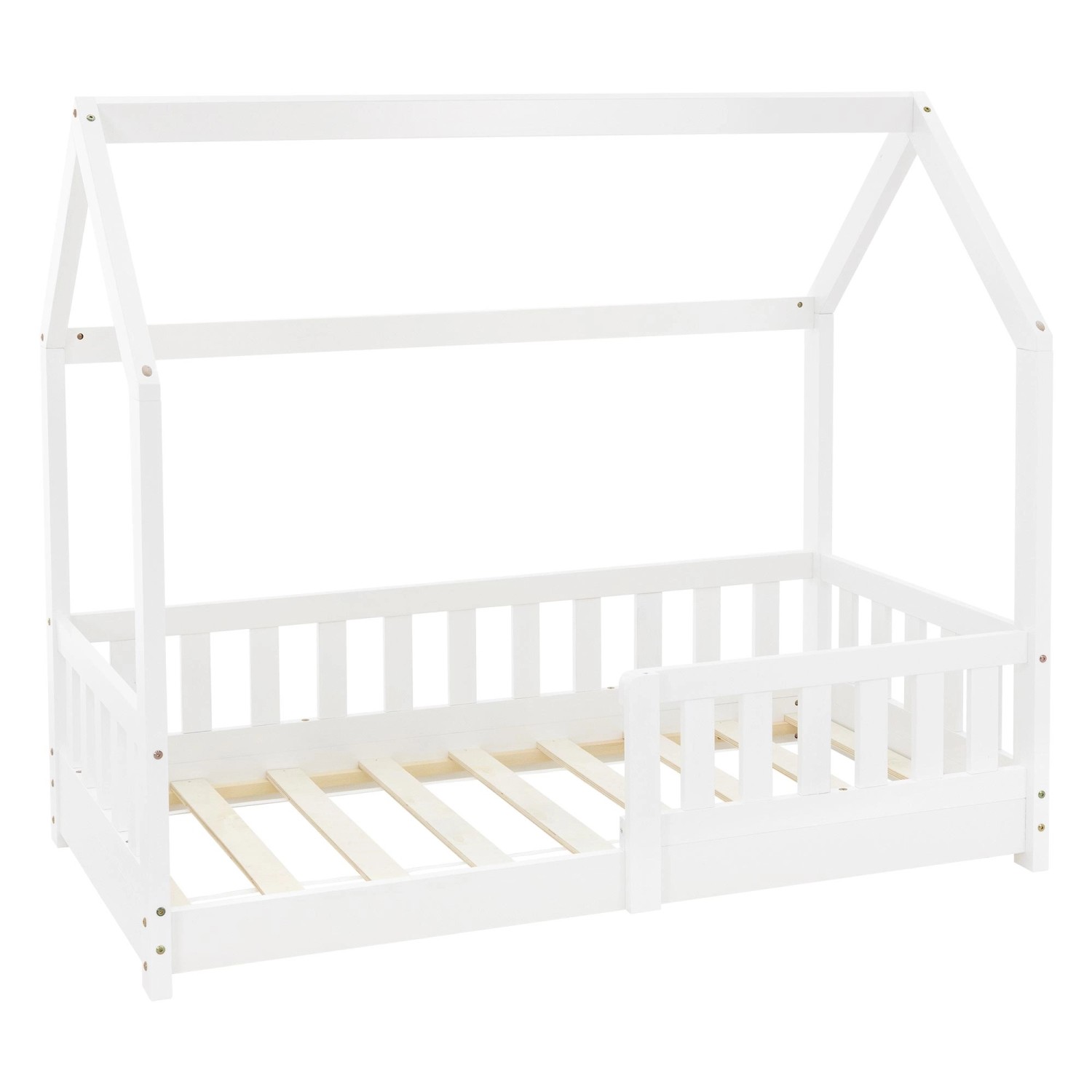 ML-Design Kinderbett 70x140 cm mit Rausfallschutz und Lattenrost Weiß