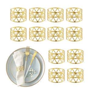 Relaxdays Serviettenringe 12er Set Eisen Gold 3 cm x 4,5 cm 12 g