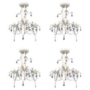 vidaXL Kristall-Deckenleuchte Kronleuchter 4 Stk Elegantes Weiß 278739