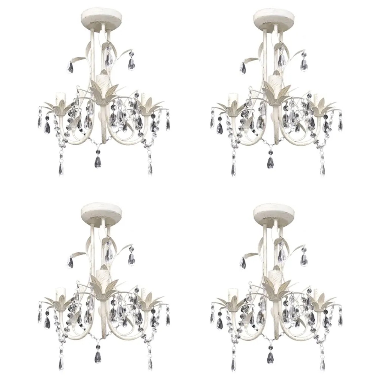 vidaXL Kristall-Deckenleuchte Kronleuchter 4 Stk Elegantes Weiß 278739