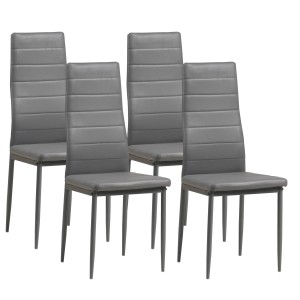 Albatros Esszimmerstühle MILANO, 4er Set, Grau, Kunstleder, modernes Design.