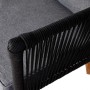 MCW Garten-Garnitur: Dunkelgraues Polster und schwarzes Seilgeflecht am Armteil, Akazienholz-Detail.