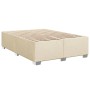 Cremefarbenes vidaXL Boxspringbett 140x200 cm mit Lattenrost und Füßen.