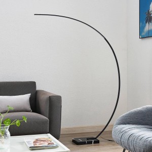 Lindby LED Stehlampe Bogenleuchte Kendra 9626561 Dimmbar Modern in Schwarz aus Metall 1-flammig Wohnzimmerleuchte