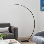 Moderne Lindby LED Bogenleuchte Kendra, dimmbar, schwarz, Metall, 1-flammig für Wohnzimmer.
