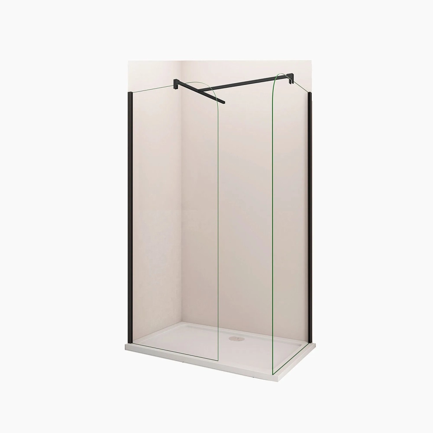 Duschparadies Walk In Duschen 120 x 90 x 200cm Duschkabine 8mm Nano Glas Gerundet Duschwand Mit 90cm Stabilisator Schwarz