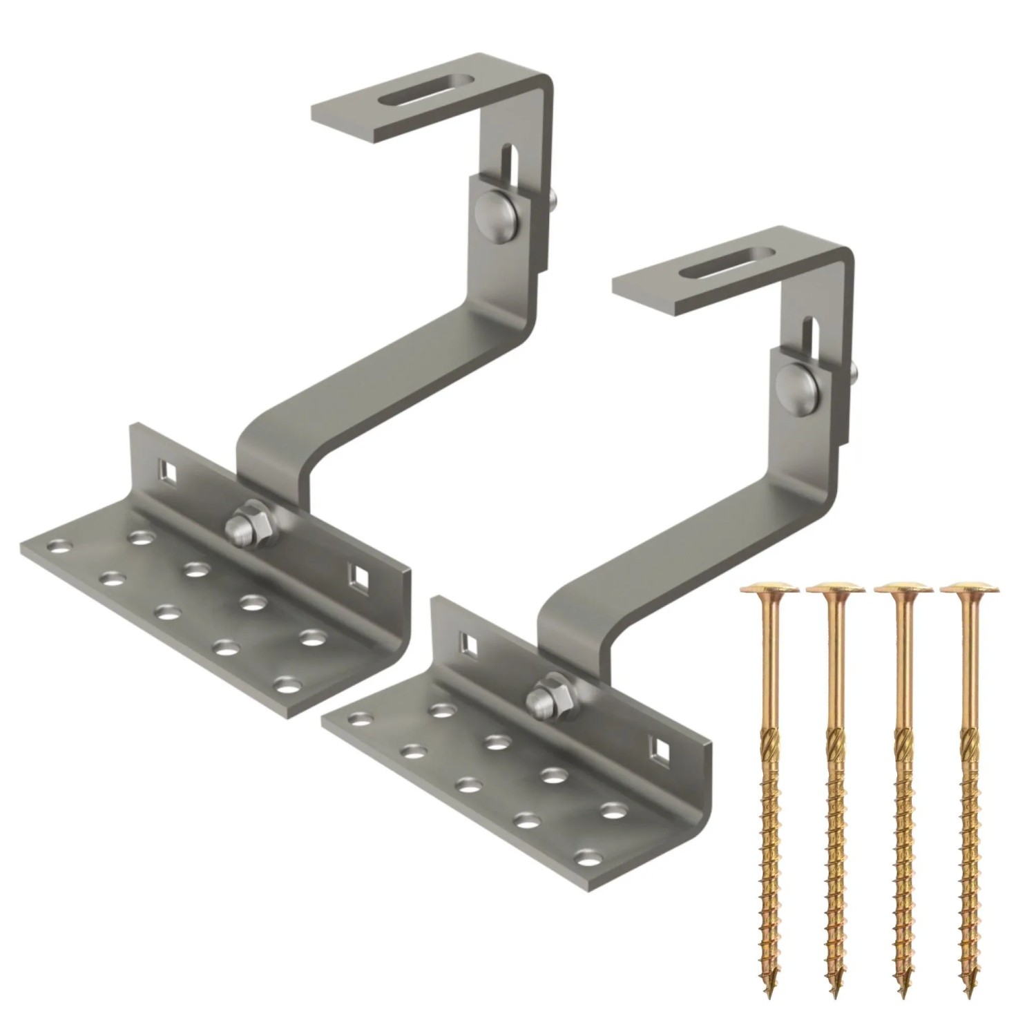 PVundSO Dachhaken Set 2 Stück mit Schrauben 3-Fach Verstellbar Edelstahl 5 mm für Solarmodul-Montage