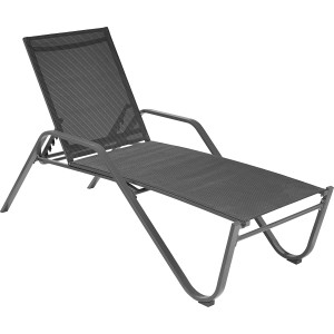 Sonnenliege Pacora XL aus Textilen in Anthrazit mit verstellbarer Rückenlehne für Garten, Terrasse oder Balkon.