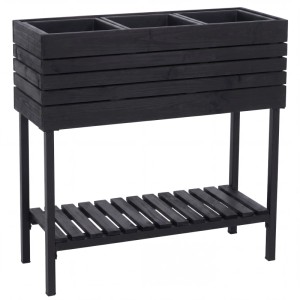 MCW Hochbeet P84 Ablage Outdoor Akazie Holz 79x80x31cm Schwarz