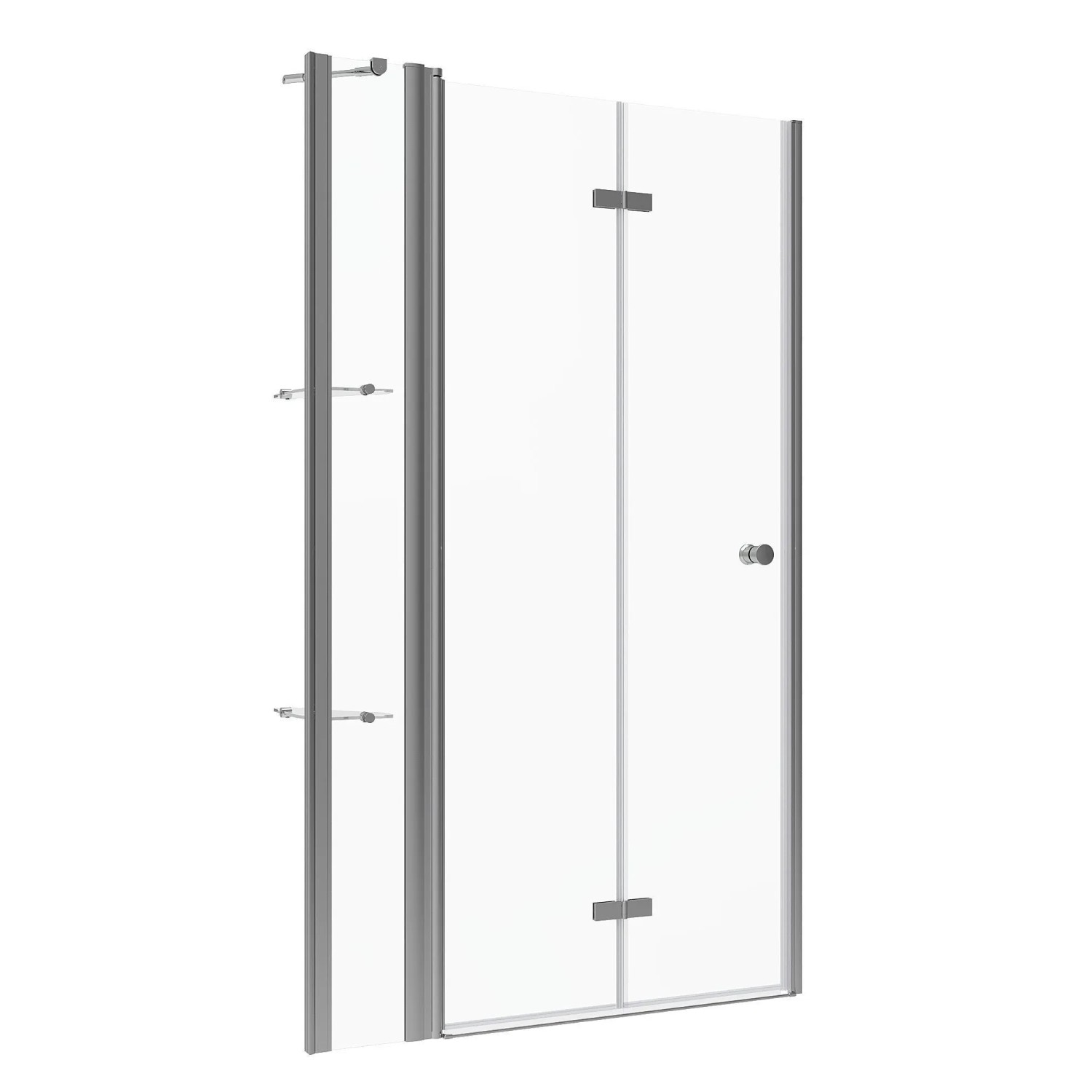 Aquabatos Klapptür Duschkabine 120 x 187 cm Verstellbereich 118-121 cm Nischentür 5 mm ESG Glastür mit 25cm Festteil und Eckregal Dusche Falttür Bad