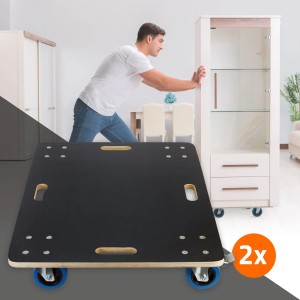 2er Set ECD Germany Transportroller 60x80cm mit Bremse, ideal für Möbeltransporte bis 800kg.