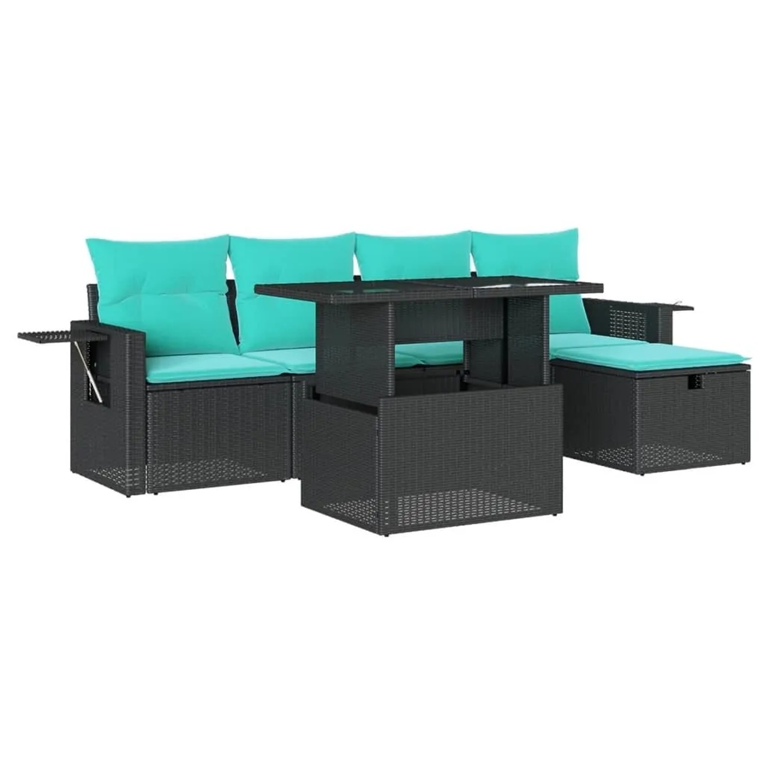 vidaXL 6-Tlg Gartensofa-Set mit Kissen Schwarz Polyrattan 3274967 günstig online kaufen