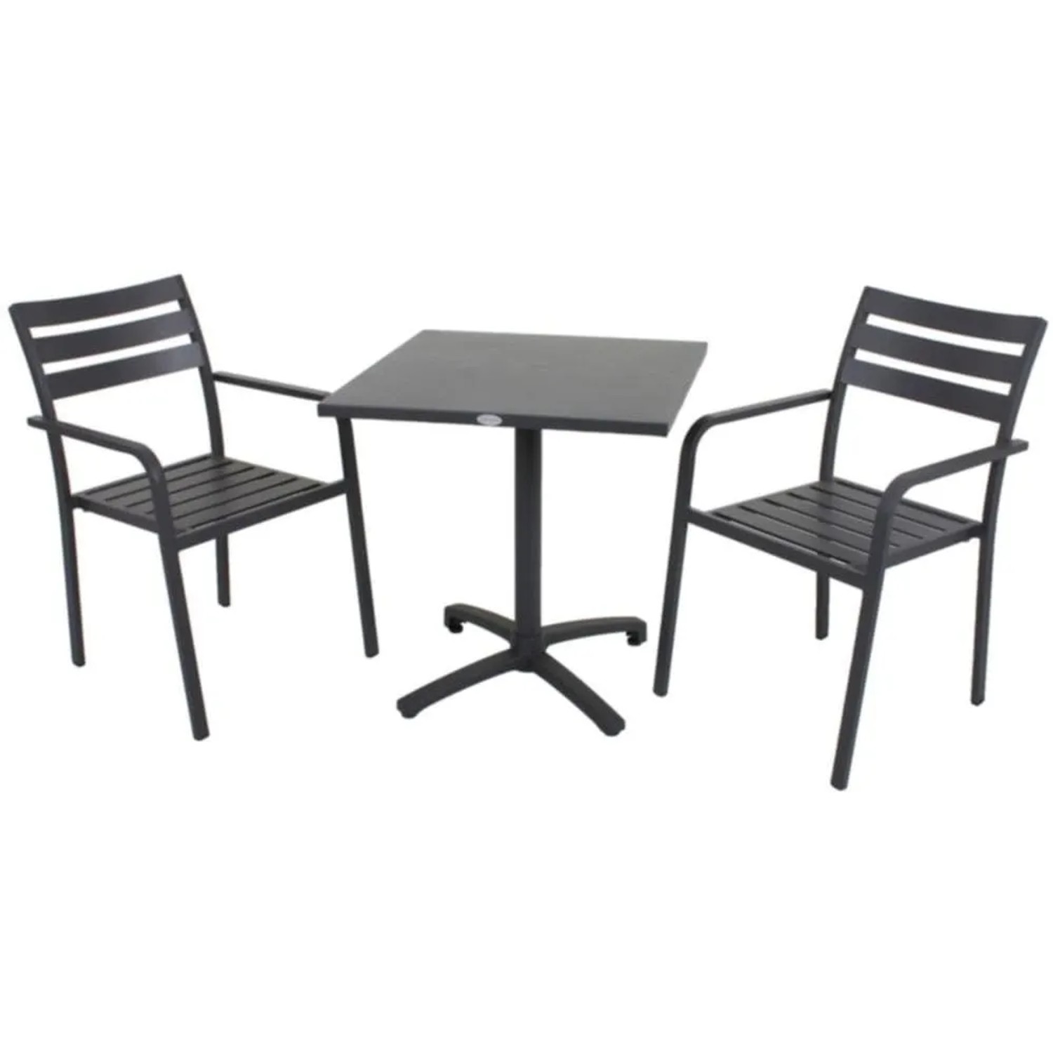 DELUKE Garten-Sitzgruppe WANDA 3-tlg. Aluminium Schwarz Gartenmöbel-Set Gartengarnitur Garten-Essgruppe