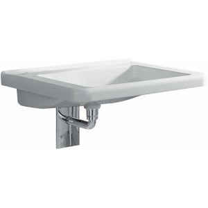 Weißes Geberit Renova Comfort Waschbecken, barrierefrei, 60 cm breit, mit erhöhter Zone.