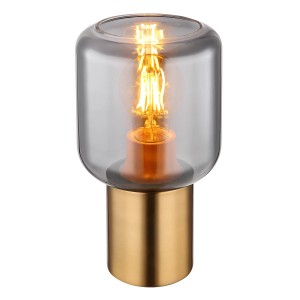 Globo Tischleuchte Ninjo, Messing/Rauchglas, Ø 13cm. Design-Tischlampe mit E27 Fassung (ohne Leuchtmittel).