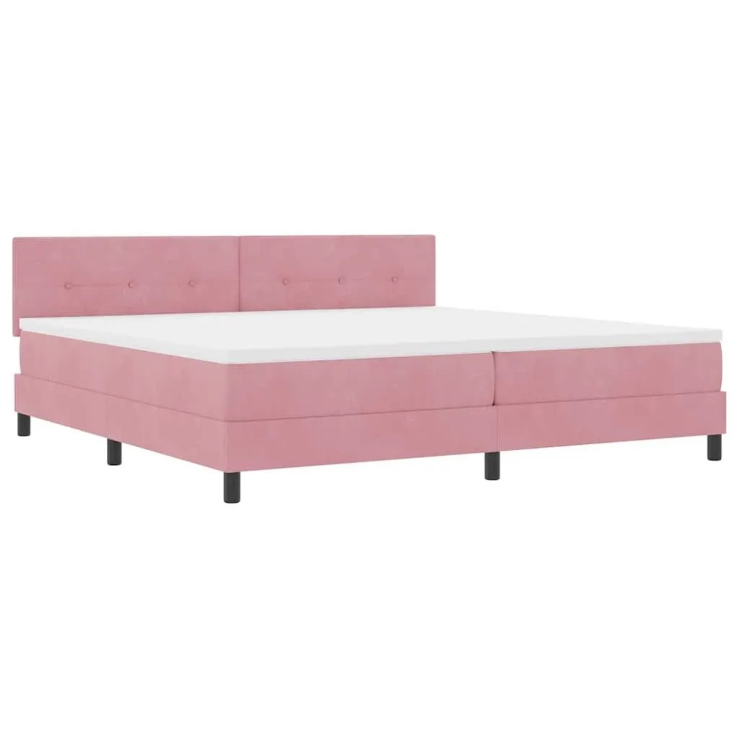 vidaXL LED Boxspringbett mit Matratze mit LED Rosa 200 x 200 cm Samt 3342679